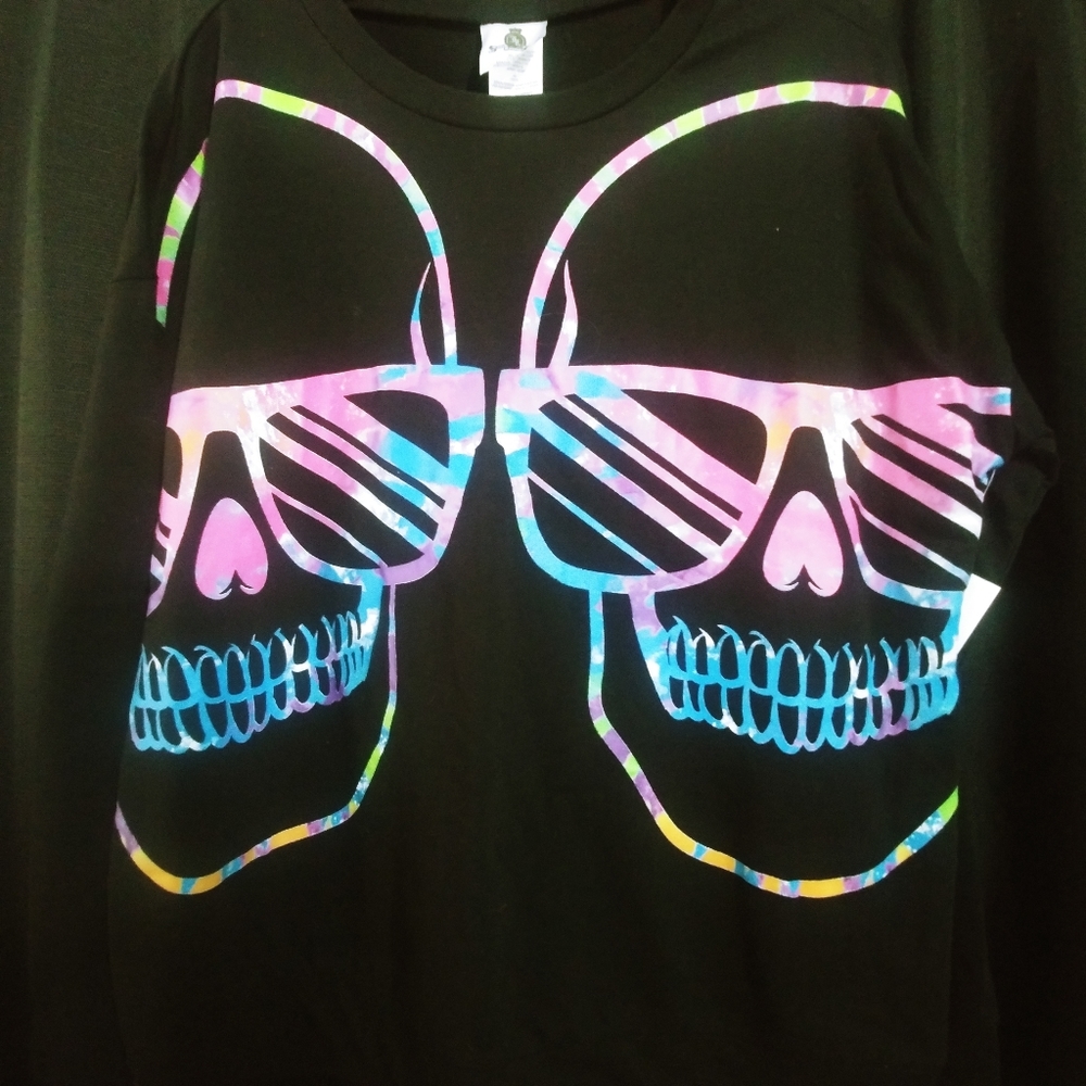 Skeleton Skull Sunglasses Tie Dye Reto Sweat Shirt